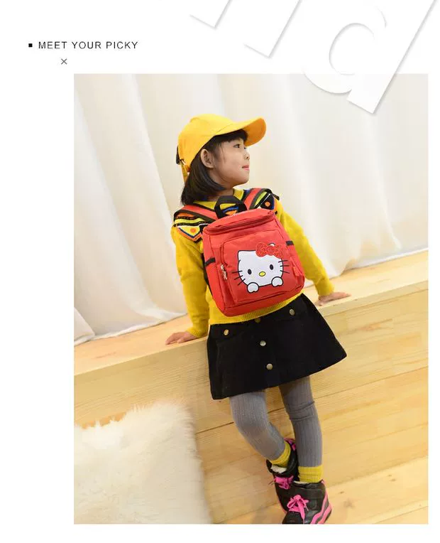 Hellokitty mẫu giáo túi bé gái 3-6 tuổi bé mẫu giáo lớp lớn lớp bé ba lô 5 - Túi bé / Ba lô / Hành lý