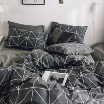 ins Net red cotton four-piece cotton Nordic quilt cover sheets 1 8m bedding three-piece bed hats 4