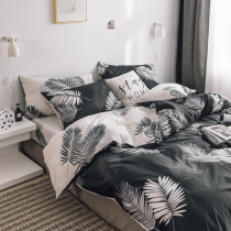 Net Red simple cotton four-piece Nordic bedding ins sheets cotton quilt cover student dormitory three-piece set 4