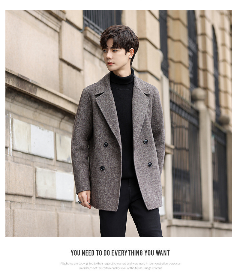新品ounce Cashmere half coat Men Double-sided Woolen Coat Short New Cashmere Coat