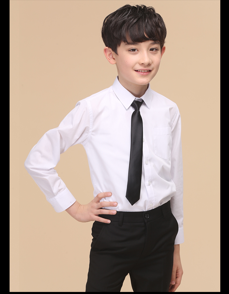 ELPA Áo sơ mi nam dài tay lớn Trẻ em Áo sơ mi trắng Trình diễn phù hợp với nhỏ Phù hợp với phiên bản Hàn Quốc - Áo sơ mi sơ mi trắng cho bé trai