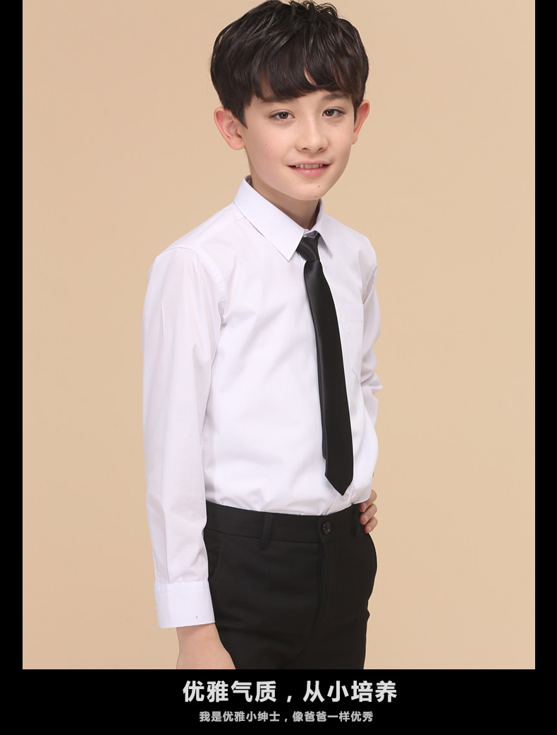 ELPA Áo sơ mi nam dài tay lớn Trẻ em Áo sơ mi trắng Trình diễn phù hợp với nhỏ Phù hợp với phiên bản Hàn Quốc - Áo sơ mi sơ mi trắng cho bé trai