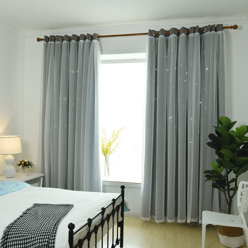 Curtain rental room without punching installation simple sunshade window outside bedroom bay window shading complete set of ins wind economy