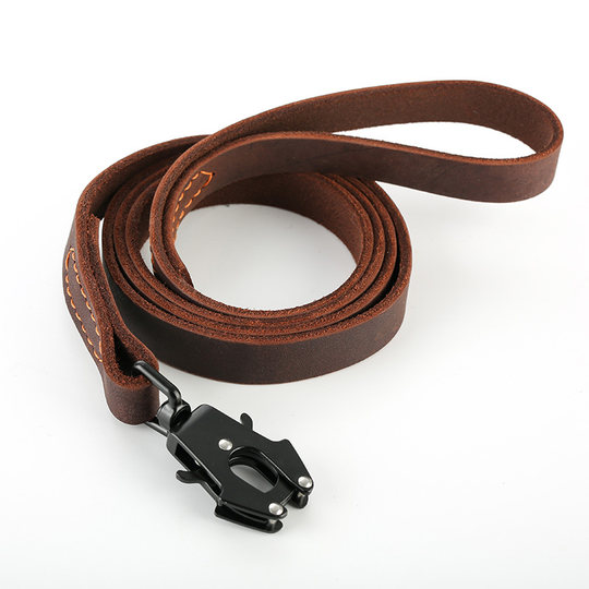 Quick-Release Buckle Leather Dog Leash for Medium and Large Dogs, Malinois, Golden Retriever, Dog Walking Leash