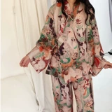 Ретро пижама, комплект, китайский стиль, из хлопка и льна