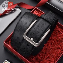 Pilkadan leather belt mens casual Ostrich pattern pin buckle leather belt Business joker cowhide pants with tide