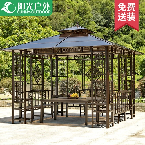 Открытый павильон, двор, сад на крыше, павильон для отдыха, навес из кованого железа, ферма отдыха на открытом воздухе, четырехугольный навес, ветроустойчивый