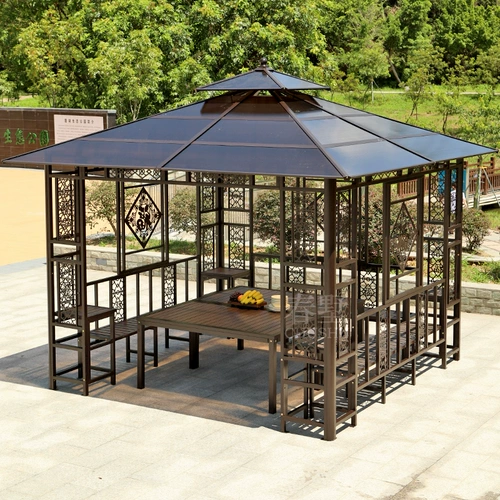 Открытый павильон, двор, сад на крыше, павильон для отдыха, навес из кованого железа, ферма отдыха на открытом воздухе, четырехугольный навес, ветроустойчивый