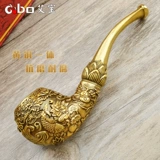 Aibao ручной работы традиционный резной резной старой старой стиль сухой дымовой сумки латун