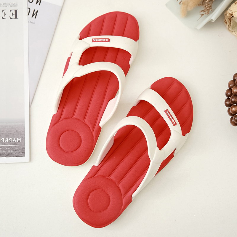 Bright Redslipper female Wear out summer Internet celebrity household indoor take a shower At home lovers non-slip Home Furnishing sandals  ma'am summer
