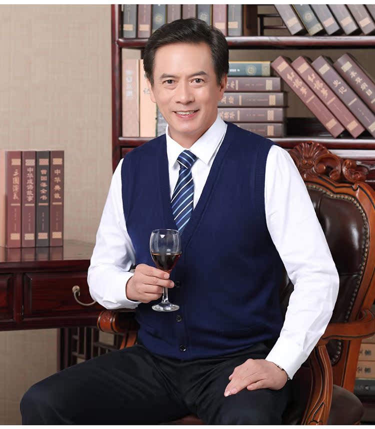 Ordos mùa thu và mùa đông trung niên áo len cashmere trung niên áo len nam vest vest áo gile hàn