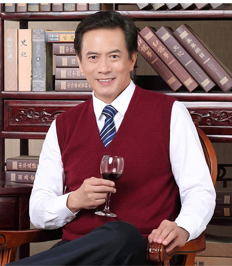 Ordos mùa thu và mùa đông trung niên áo len cashmere trung niên áo len nam vest vest áo gile hàn