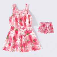 Клубничная [кожная юбка+круговые брюки]