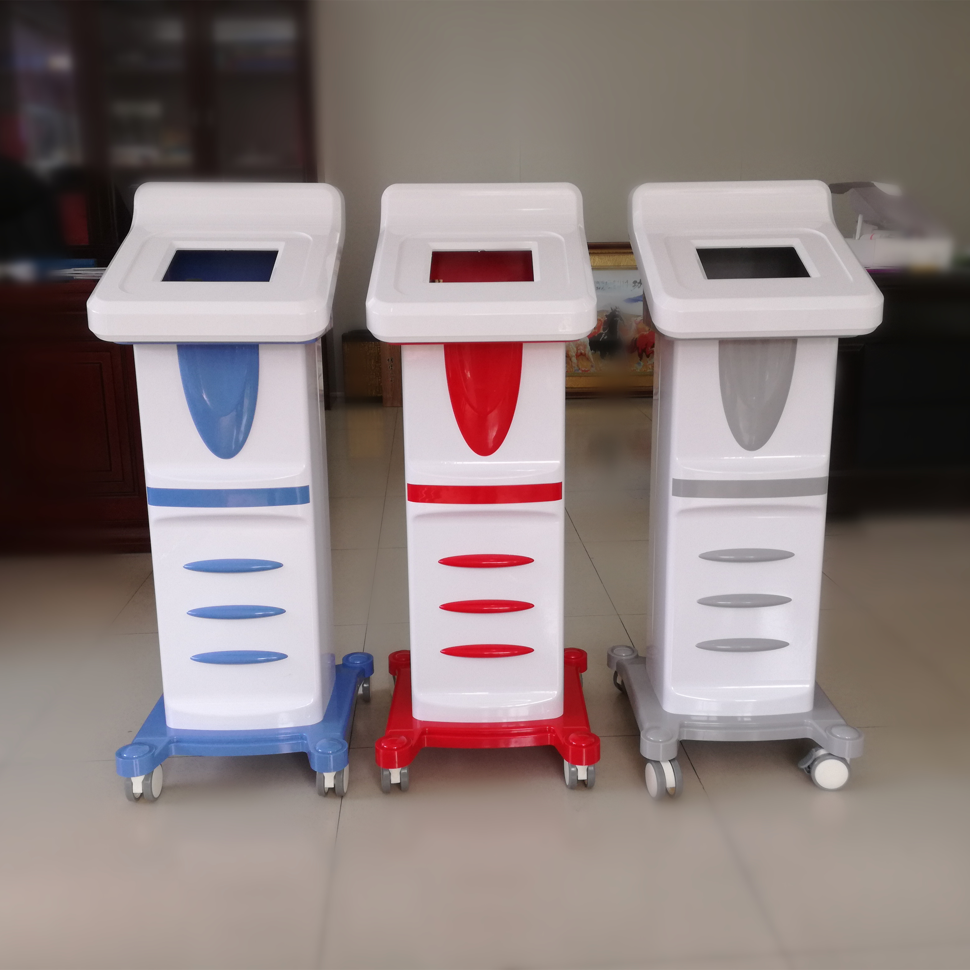 Beauty instrument new wheeled base 5D shell plastic injection vertical chassis trolley instrument shell