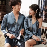 Осенняя пижама для влюбленных, летний комплект, шелковый тонкий сексуальный банный халат