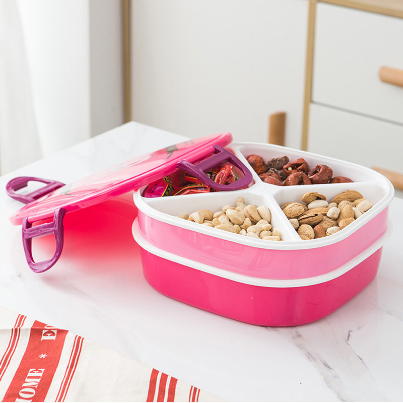 Double candy box square fruit box with cover plastic dried fruit box sealed snack box with cover nuts box