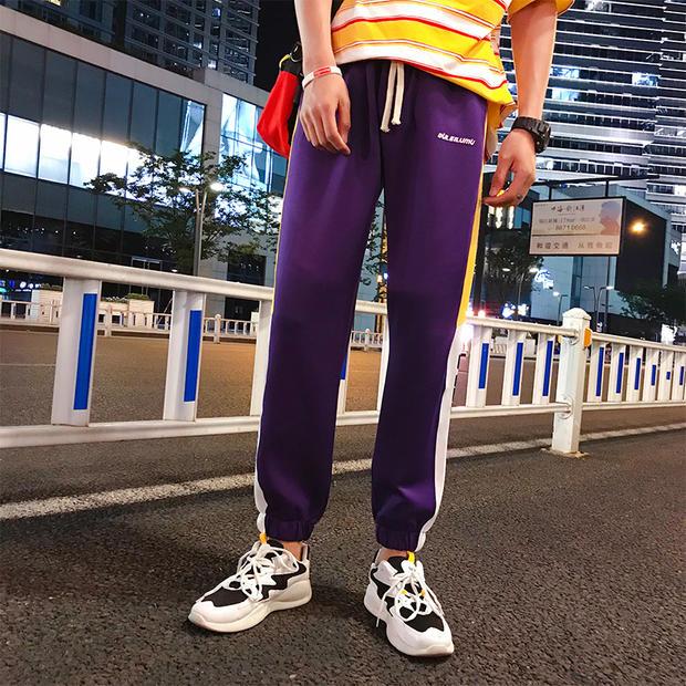 Quần mùa thu nam phiên bản Hàn Quốc của thủy triều Slim chân 9 điểm mùa thu mặc quần âu hoang dã quần đỏ thể thao Harlan thời trang nam