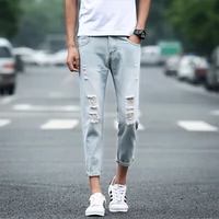 Mùa thu mỏng phần siêu quần jeans nam phiên bản Hàn Quốc của quần bó sát 9 điểm nhỏ mắt cá chân xu hướng quần nam quần âu