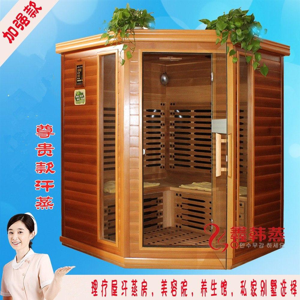Manufacturer direct far infrared dry steam sauna house Family with carbon crystal plate luxury configuration 5 5 people Corner Iron Cedar Wood