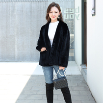 Henin Waters Mink Fur Fur Coats Short V Neckline Fashion Young 2022 New imported Velvet Mink Fur Coats