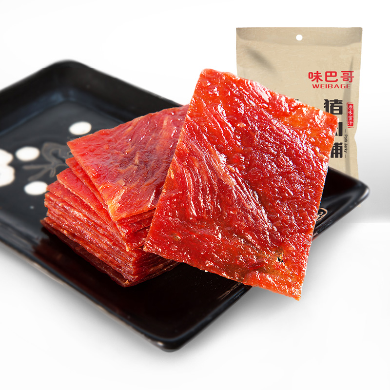 味巴哥烘烤猪肉脯300g包邮原味香辣蜜汁孜然猪肉铺肉干猪肉类零食