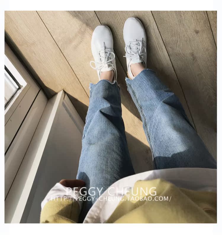 Quần jeans nữ Hồng Kông 2018 phiên bản Hàn Quốc mới của quần retro gió sang trọng cho học sinh quần ống rộng chín quần mùa hè quần jean nữ đẹp