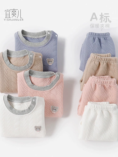 Детское удерживающее тепло нижнее белье, комплект для мальчиков, хлопковые штаны, детская зимняя пижама, увеличенная толщина, осеннее