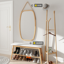 Dressing mirror Wall Wall porch dressing mirror Wall self-adhesive shoe stool home Net red photo hanging mirror full length mirror