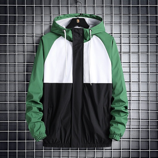 Jacke Herren Windjacke 2024 Frühling und Herbst neue Herren gewebte Sportbekleidung Jacke Kapuzenoberteil winddichte Jacke