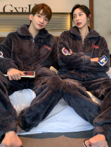 Lovers pyjamas womens autumn and winter style Coral suede available in winter thickened with velvet flannel suede suit men