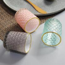 Foreign trade European style gold edge embossed colored glass candlestick decoration gift incense DIY candle cup Christmas candlestick custom