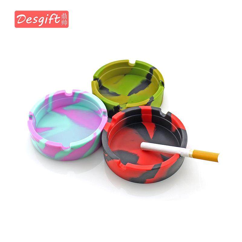 New silicone round ashtray camouflage mixed color psychedelic ashtray ashtray ashtray ashtray printing logo ashtray