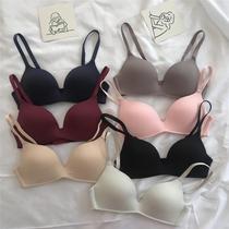 Bra foreign trade bra glossy light underwear womens simple seamless seamless bra without rims big breasts show small triangle cup