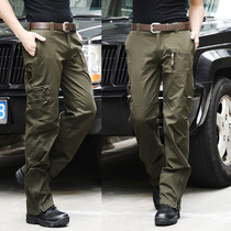 Outdoor casual pants mens cotton tactical pants loose multi-pocket camouflage overalls mens large size trousers combat pants