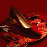 Красные свадебные туфли, обувь для невесты на высоком каблуке, против усталых ног, китайский стиль, большой размер