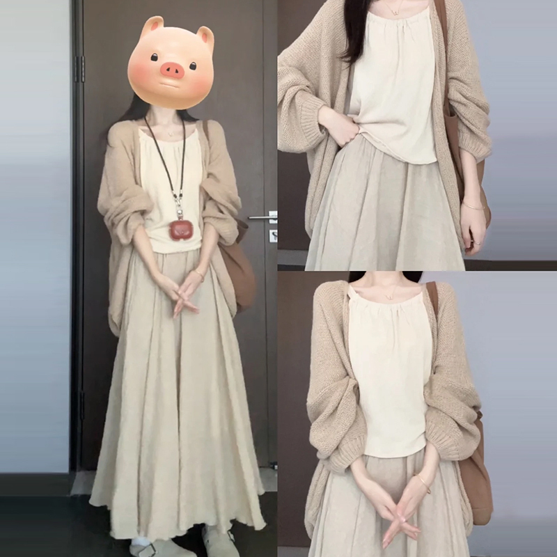 Early Autumn Outfit: a Complete Set of 2026 New Dresses for Women, Autumn New Chinese-Style Zen Lazy Style Suit Long Dress