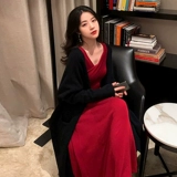 Базовое красное осеннее платье, юбка, большой размер, 2024 года, французский стиль, по фигуре