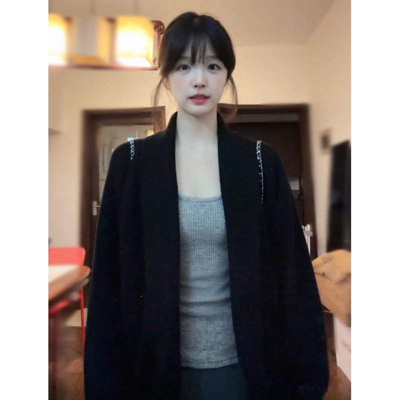 2026 New Black Sweater Knitted Cardigan Half-Length Dress Women's Autumn and Winter Korean Style Outfit Set Short Skirt 2026 New Black Sweater Knitted Cardigan Half-Length Dress Women's Autumn and Winter Korean Style Outfit Set Short Skirt