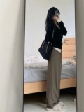 Черный комплект, куртка, свитер, весенний осенний базовый приятный телу кардиган, 2023