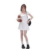 Белое летнее платье, элитная изысканная длинная юбка, французский стиль, квадратный вырез, изысканный стиль, яркий броский стиль