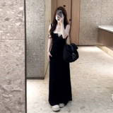 Черный комплект, летнее платье, небольшая весенняя длинная юбка без рукавов, французский стиль, премиум класс, подходит для подростков