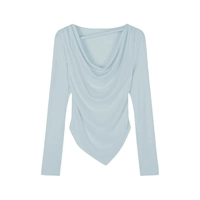 Синий топ [Одиночный кусок] [Корейская драма в маленьком приморском праздничном пляже, красивом феи -стиле Хепбена, нежного и сексуального стиля в зале, одежды ци]