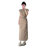 Летнее платье без рукавов, длинная юбка, французский стиль, подходит для подростков, изысканный стиль, по фигуре