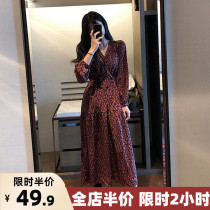 Spring dress 2020 flower small flying sleeve jumpsuit skirt new early spring fat mm Foreign Air Age age large size womens temperament