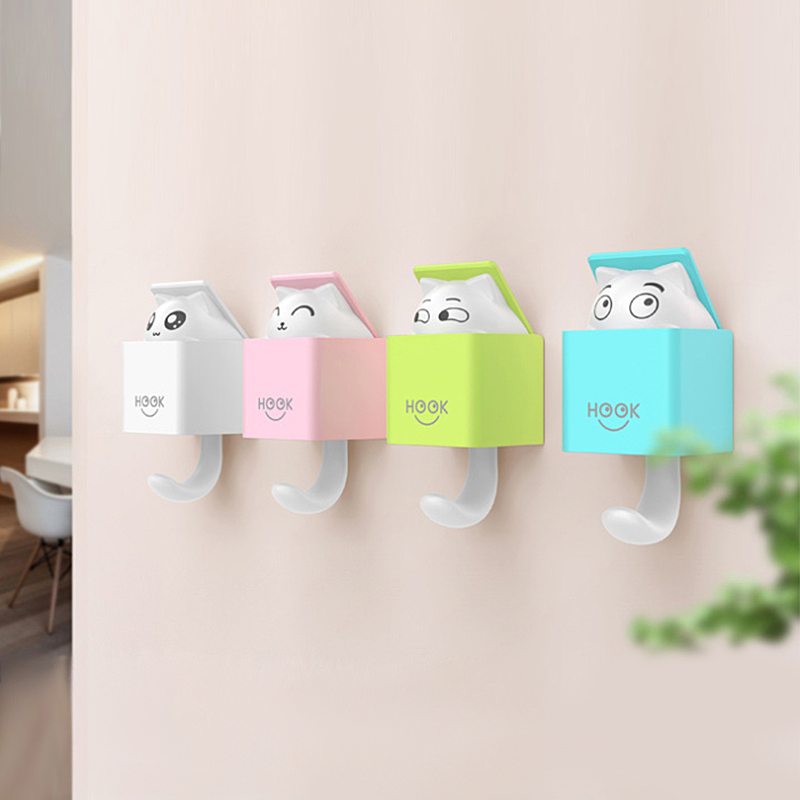 Creative Cute Cat Expression Hook Flex no Mark Adhesive Doorway XUANGUAN CONTAINED WALL-MOUNTED DECORATION FITTING ROOM STICKY HOOK