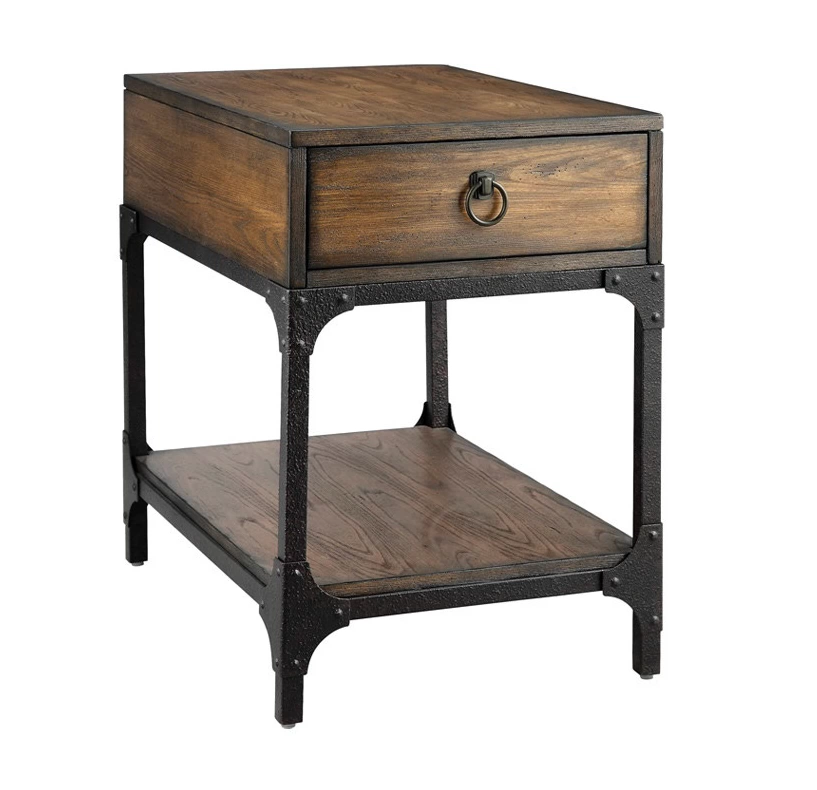 Đồng quê Mỹ phong cách công nghiệp gỗ rắn tủ lưu trữ đồ nội thất retro bàn đầu giường sắt rèn vuông bàn cà phê góc bàn bên - Buồng