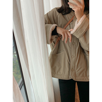 Cotton-padded jacket autumn and winter 2021 new female Korean version of loose short plus velvet lamb wool two-sided jacket Joker coat