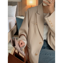 Apricot suit jacket women 2021 spring and autumn new Korean version of loose design feeling small crowd fried street leisure suit