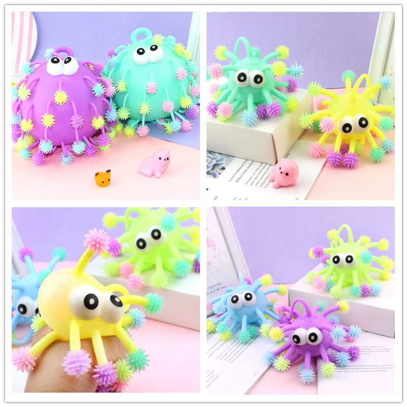 Large number of soft rubber hand to vent snowflake hand knead wool ball children Toys small number Hedgehog Seven Colorful Glittering Glitter Balls