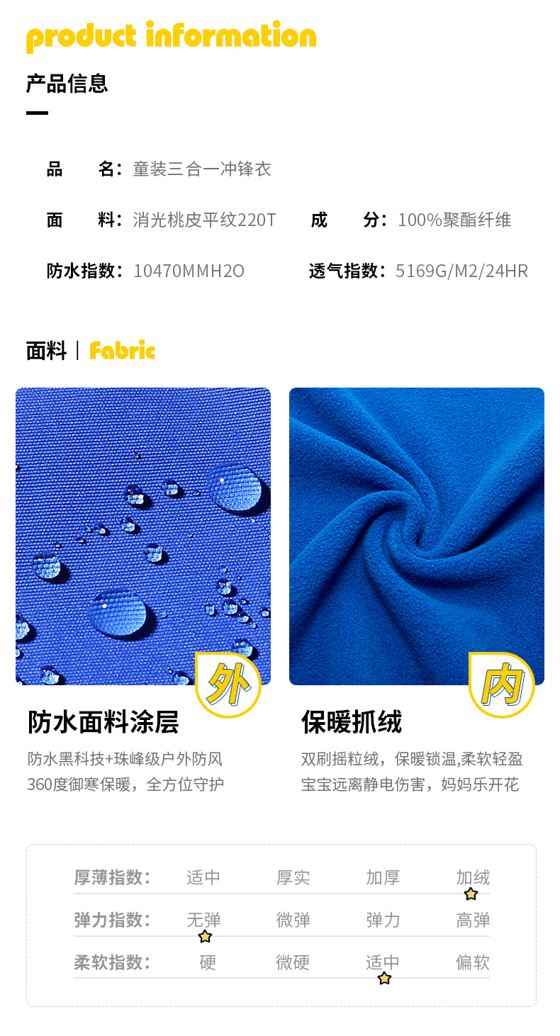 骆驼童装 儿童户外三合一冲锋衣 图9